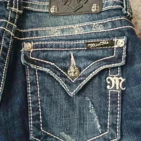 Miss Me Jeans Womens Dark Wash Low Rise Modelo Jeans 28 - Picture 15 of 15
